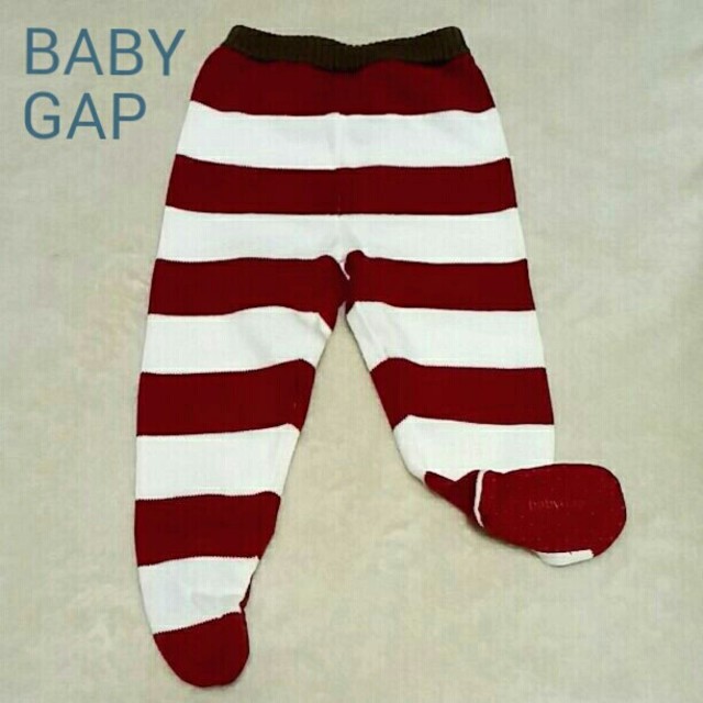 babyGAP(ベビーギャップ)のBABY GAP☆足付き レギンス☆美品 70cm☆ボーダー 綿100% ニット キッズ/ベビー/マタニティのベビー服(~85cm)(パンツ)の商品写真