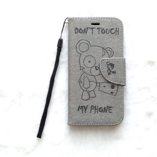 Don't touch my phone 手帳型 iPhone7ケース グレー(iPhoneケース)