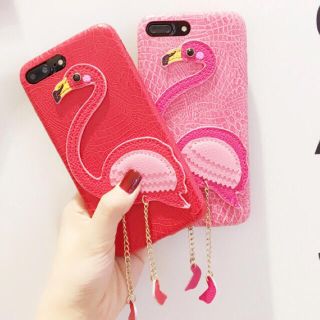 【iPhone 6 7 plus】フラミンゴ 足つき 立体  レザー ケース♡(iPhoneケース)