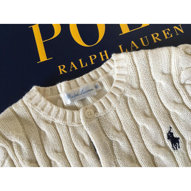 Ralph Lauren(ラルフローレン)の美品☆ラルフローレン☆ケーブルニットカーディガン 80 ホワイト国内百貨店購入 キッズ/ベビー/マタニティのベビー服(~85cm)(カーディガン/ボレロ)の商品写真