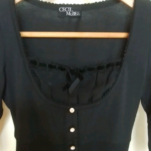 CECIL McBEE(セシルマクビー)のセシルマクビー　七分袖カットソー　ブラック　 レディースのトップス(カットソー(長袖/七分))の商品写真