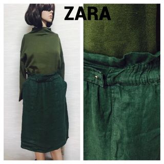 ザラ(ZARA)の❤️未使用❤️ ZARA ウエストゴム ハイウエスト スカート 緑(ロングスカート)