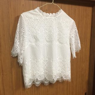 ダブルクローゼット(w closet)の白レーストップス♡新品(カットソー(半袖/袖なし))