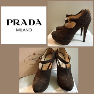 プラダ(PRADA)のちぃちゃん様専用へプラダ♡ブラウンスエード ストラップ ブーティ♡(ブーティ)