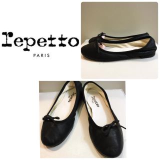 レペット(repetto)のレペット♡ブラックレザー バレエ パンプス♡(バレエシューズ)