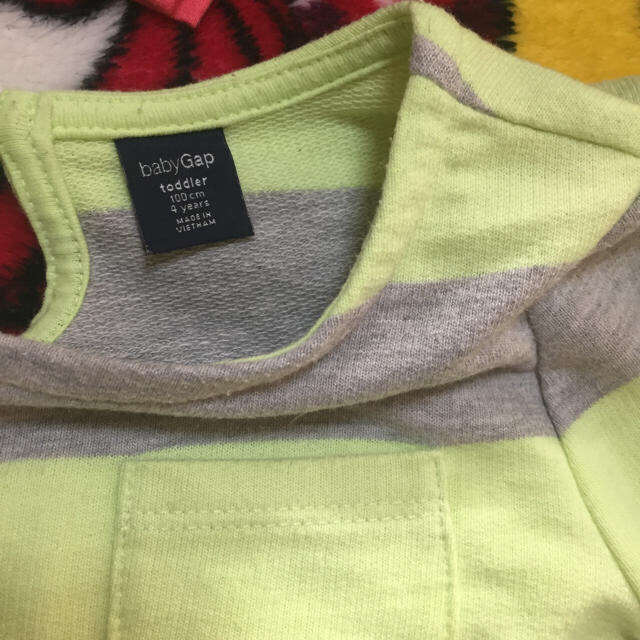 babyGAP(ベビーギャップ)の美品(難あり)baby gapボーダー柄ワンピースsize100 キッズ/ベビー/マタニティのキッズ服女の子用(90cm~)(ワンピース)の商品写真