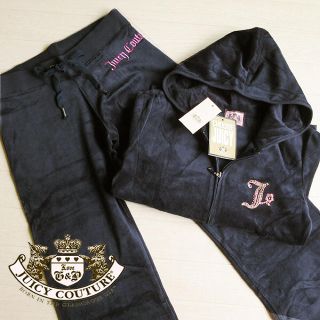 ジューシークチュール(Juicy Couture)の新品 M ジューシークチュール ベロアセットアップ ブラック(ルームウェア)