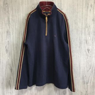 トミーヒルフィガー(TOMMY HILFIGER)のトミーヒルフィガー "ハーフジップ" プルオーバー【メンズ 古着 ネイビー】(ジャージ)