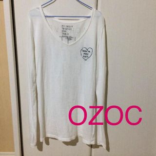 オゾック(OZOC)のOZOC オゾック ロゴプリント&刺繍 ロングTシャツ(Tシャツ(長袖/七分))