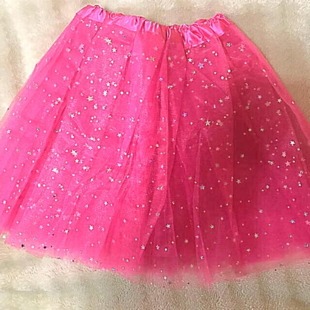 濃ピンク 星柄 チュールスカート レディースのスカート(ミニスカート)の商品写真