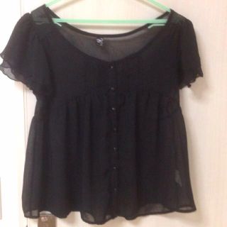 アズノウアズ(AS KNOW AS)の黒シフォンブラウス☆半袖☆美品(シャツ/ブラウス(半袖/袖なし))