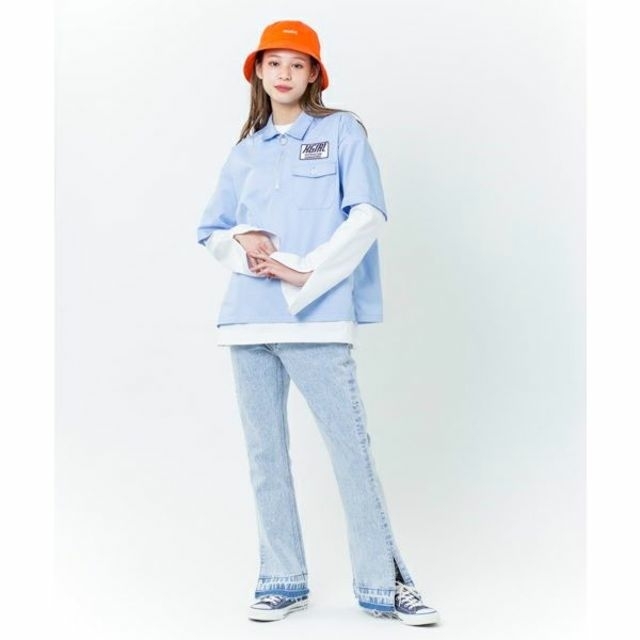 X-girl(エックスガール)のx-girl S/S HALF ZIP SHIRT、RIOT GRRRL L/S レディースのトップス(Tシャツ(半袖/袖なし))の商品写真