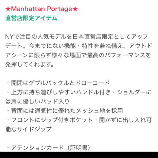 Manhattan Portage(マンハッタンポーテージ)のマンハッタンポーテージ バックパック レディースのバッグ(リュック/バックパック)の商品写真