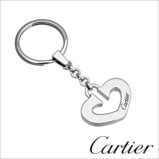 美品【Cartier】カルティエ ハート デコール キーリング キーホルダー