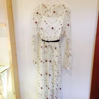 きれい系♪花柄 シフォン フレア マキシ丈 長袖ワンピース zara系  (ロングワンピース/マキシワンピース)