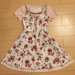 アクシーズファム(axes femme)のお花柄ワンピ☆2点セット☆ブラウス風プルオーバー☆(セット/コーデ)