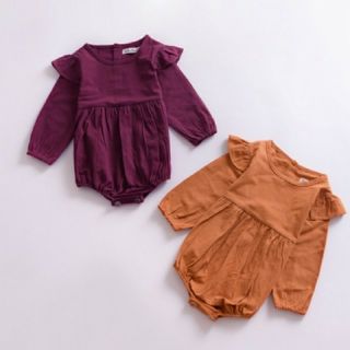 新品☆フリル付き　ロンパース80☆　ベビー服(ロンパース)