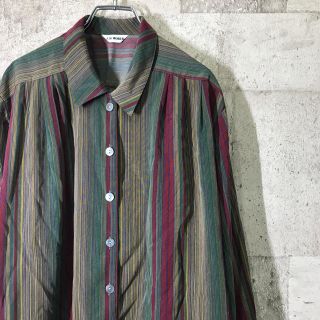 古着 柄シャツ マルチカラー ストライプ ポリシャツ ▼Paul Smith(シャツ)