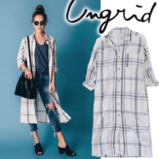 アングリッド(Ungrid)のチェックロングシャツガウン(ガウンコート)