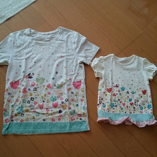 ベルメゾン(ベルメゾン)のミニラボ 親子ペア M 100 キッズ/ベビー/マタニティのキッズ服女の子用(90cm~)(Tシャツ/カットソー)の商品写真