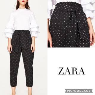 ザラ(ZARA)のザラ ドットパンツ(クロップドパンツ)