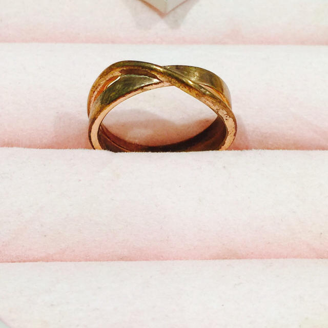 ピンクゴールドクロスリング♯11号 レディースのアクセサリー(リング(指輪))の商品写真