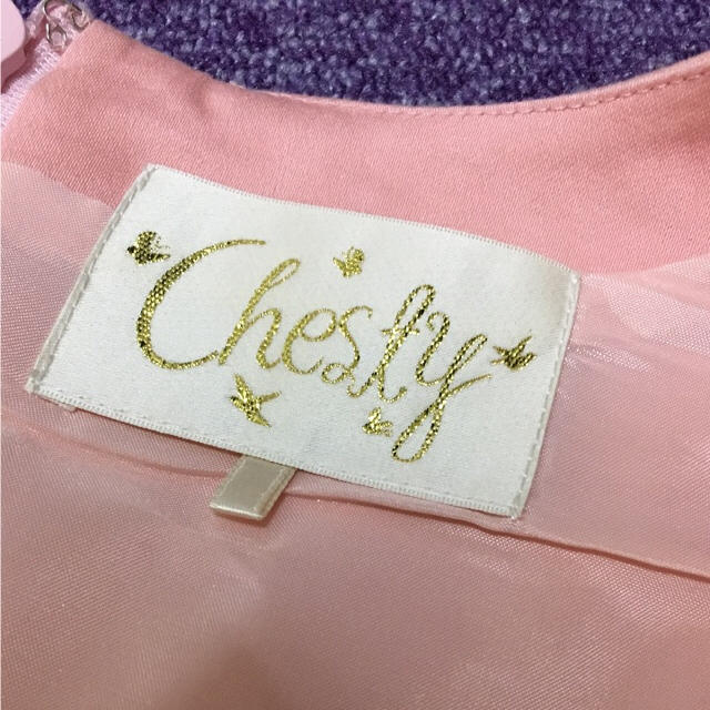 Chesty(チェスティ)のchesty ビジュー フレアワンピース【ピンク】 レディースのワンピース(ミニワンピース)の商品写真