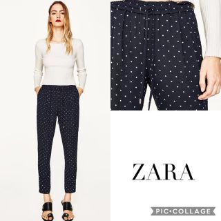 ザラ(ZARA)の【今季新作/インスタ多数掲載】ザラ ドット テーパードパンツ(クロップドパンツ)