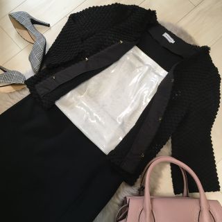 スピックアンドスパン(Spick & Span)のmhさま専用♡フリルドット編みニットカーディガンジャケット(ノーカラージャケット)