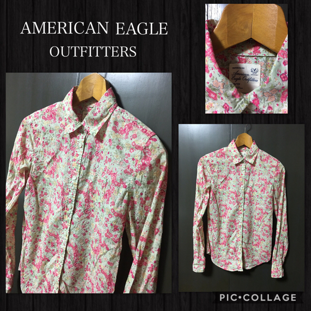 American Eagle(アメリカンイーグル)のAmerican Eagle Outfitters 長袖シャツ 花柄 XS 美品 レディースのトップス(シャツ/ブラウス(長袖/七分))の商品写真