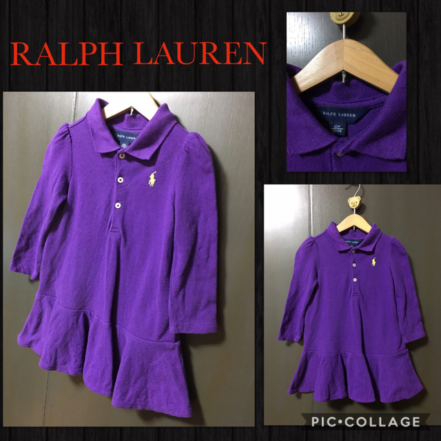 Ralph Lauren(ラルフローレン)のRALPH LAUREN 長袖 ポロシャツワンピ 70～80cm グアテマラ製 キッズ/ベビー/マタニティのベビー服(~85cm)(ワンピース)の商品写真