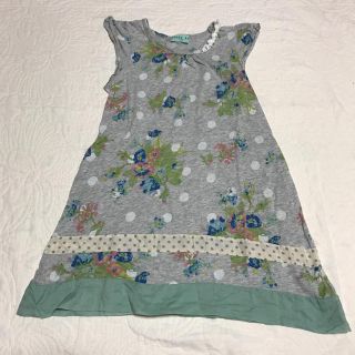 ハッカキッズ(hakka kids)のハッカキッズhakkakidsのワンピース♡120グレー×グリーン(ワンピース)