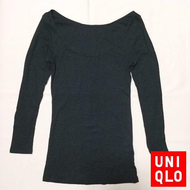 UNIQLO(ユニクロ)の小さいサイズ ユニクロ S コットン100%七分袖インナー ブラック レディースの下着/アンダーウェア(アンダーシャツ/防寒インナー)の商品写真