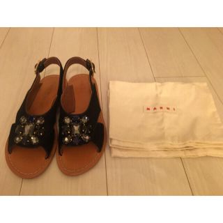 マルニ(Marni)のMARNI ハラコビジューサンダル(サンダル)