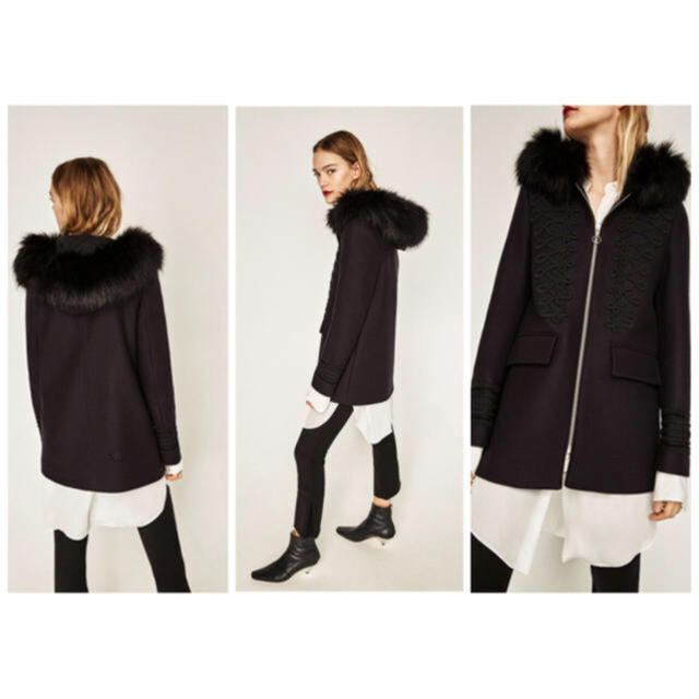 ZARA - ZARA 新品 ボリュームファーフード付きコートの通販 by ZARA - ZARA 新品 ボリュームファーフード付きコートの通販 by