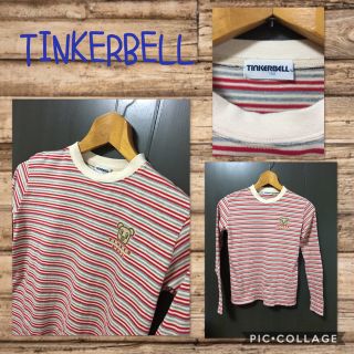 ティンカーベル(TINKERBELL)のTINKERBELL 長袖カットソー リブ付き ボーダーキッズ 150cm 美品(Tシャツ/カットソー)