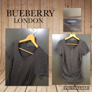 バーバリー(BURBERRY)のBURBERRY LONDON 半袖カットソー  ボーダーフルギャザー(カットソー(半袖/袖なし))