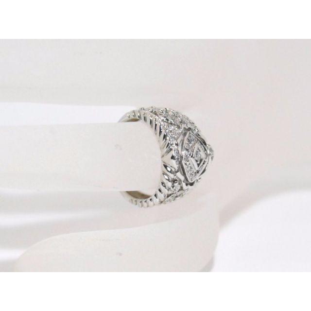■マルヨ質舗■Pt900小薔薇模様ボリュームダイヤモンドリング【質屋出店】 レディースのアクセサリー(リング(指輪))の商品写真
