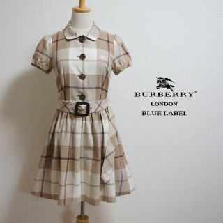 バーバリー(BURBERRY)の【BurberryBLUELABEL】 ベルト付　チェック柄フレアワンピース
(ミニワンピース)