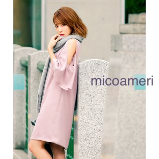 ミシェルマカロン(michellMacaron)のmicoameri★新品タグ付★オープンショルダーワンピース ピンク(ひざ丈ワンピース)