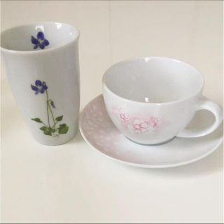 野の花食器 湯のみ&ティーカップセット EBM(グラス/カップ)