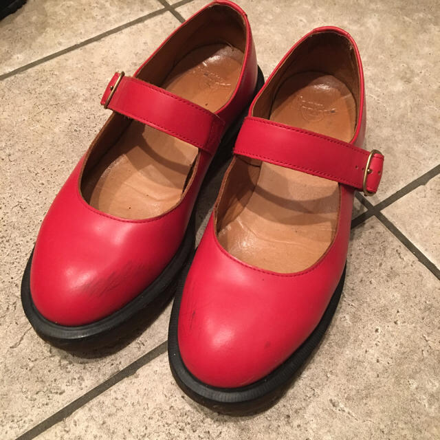 大人女性の dr.martens スクエアトゥ ワインレッド uk5 メリージェーン