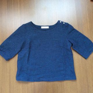 イッカ(ikka)の♬美品♬ 藍色 五分袖カットソー(カットソー(長袖/七分))