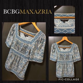 ビーシービージーマックスアズリア(BCBGMAXAZRIA)のBCBGMAXAZRIA 半袖カットソー スクエアネック 超美品新品同様 XXS(カットソー(半袖/袖なし))