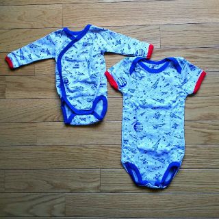 プチバトー(PETIT BATEAU)のプチバトーロンパース 2枚セット(ロンパース)