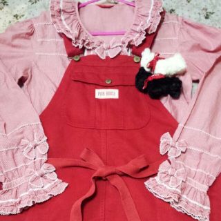 ピンクハウス(PINK HOUSE)のピンクハウス♡赤ロゴ入りジャンパースカート(ロングスカート)