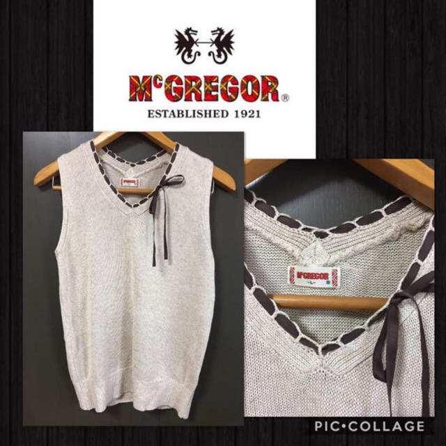 McGREGOR(マックレガー)の McGREGOR ベスト Vネック ニット リボン付き L 超美品 レディースのトップス(ベスト/ジレ)の商品写真