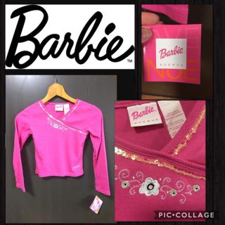 バービー(Barbie)のBarbie 長袖カットソー Vネック スパンコール キッズ 新品未使用タグ付き(Tシャツ/カットソー)