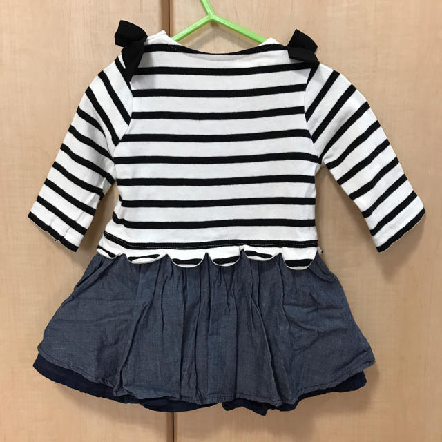 petit main(プティマイン)のプティマイン petitmain ボーダーワンピ キッズ/ベビー/マタニティのベビー服(~85cm)(ワンピース)の商品写真