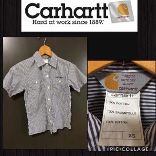 カーハート(carhartt)のcarhartt カーハート 半袖 シャツ ストライプ柄 レディースXS 超美品(シャツ/ブラウス(半袖/袖なし))